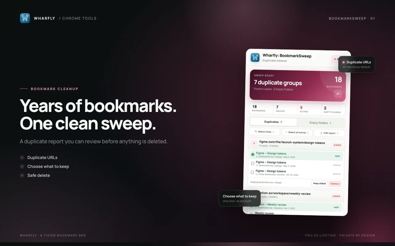 BookmarkSweep screen