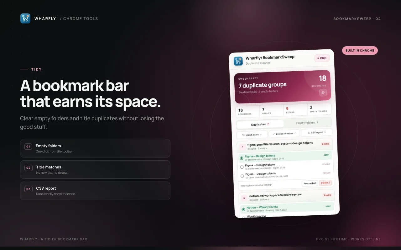 BookmarkSweep screen 2